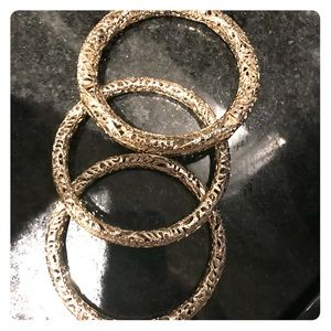 Gold Coral Three Bangle Bracelets